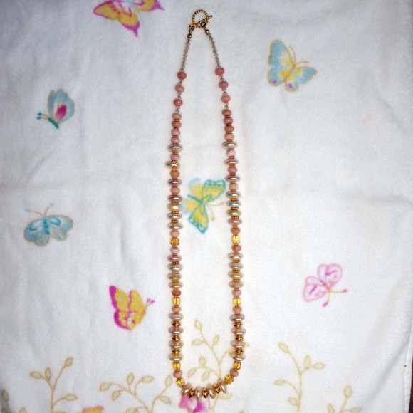 Pink Opal, Citrine, Pearl and Vermeil necklace - Picture 8 of 8